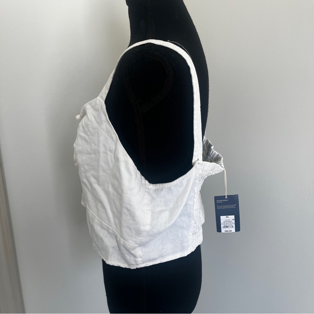 Universal Thread White Linen Blend Tie Front Crop Top Size XL NWT - Picture 3 of 7